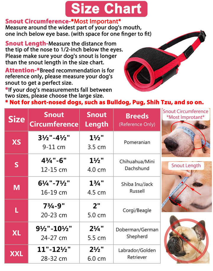 LUCKYPAW Dog Muzzle Anti Biting Barking and Chewing with Comfortable Mesh Soft Fabric and Adjustable Strap