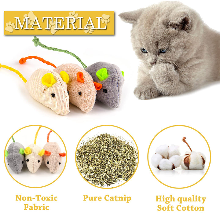 6 Pack Cat Toys Catnip Mouse Toys Cat Toys for Indoor Cats Adult Cat Mouse Toys Catnip Kitten Toys Simulation Catnip Soft Toy for Cat Playing Chewing Teeth Cleaning
