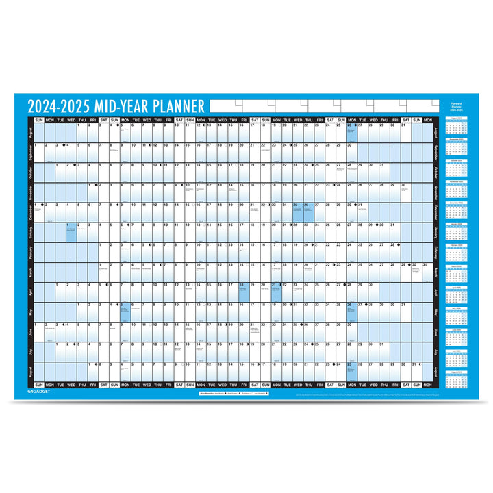 A1 Academic Mid-Year Planner 2024-2025 | 13-Month Calendar