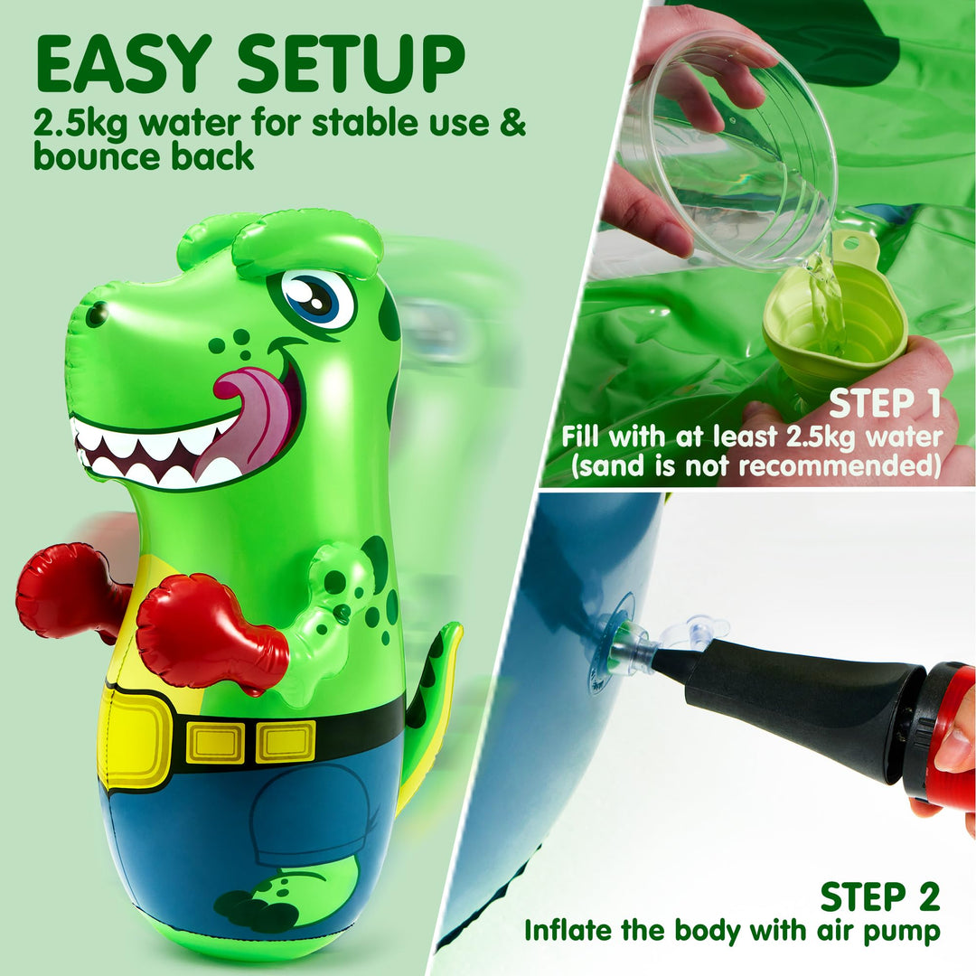JOYIN Punching Bag for Kids,Inflatable T-Rex Dinosaur Bopper 47 Inches, Freestanding Boxing Bag