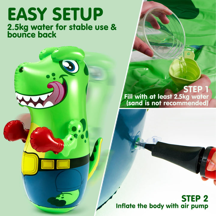 JOYIN Punching Bag for Kids,Inflatable T-Rex Dinosaur Bopper 47 Inches, Freestanding Boxing Bag