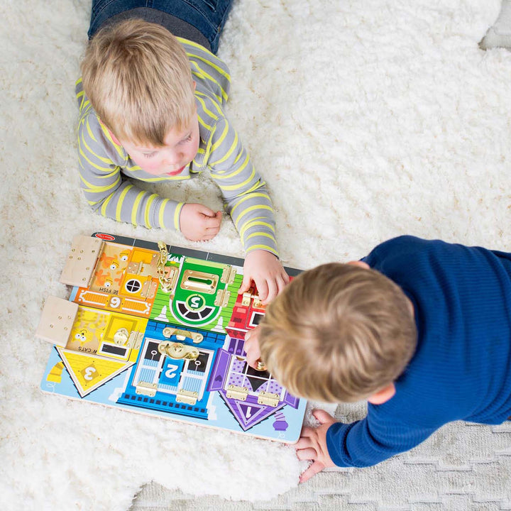 Melissa & Doug Wooden Latches Board  Problem Solving | 3+ | Gift for Boy or Girl