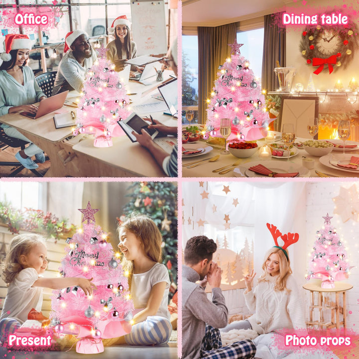 24" Pink Mini Christmas Tree