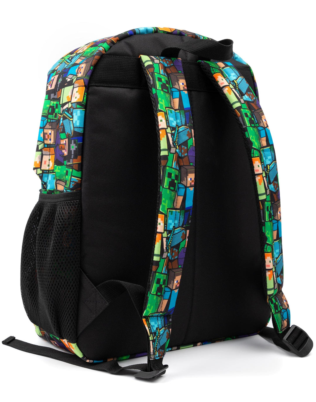 Gamer Black School Backpack with Green Creeper