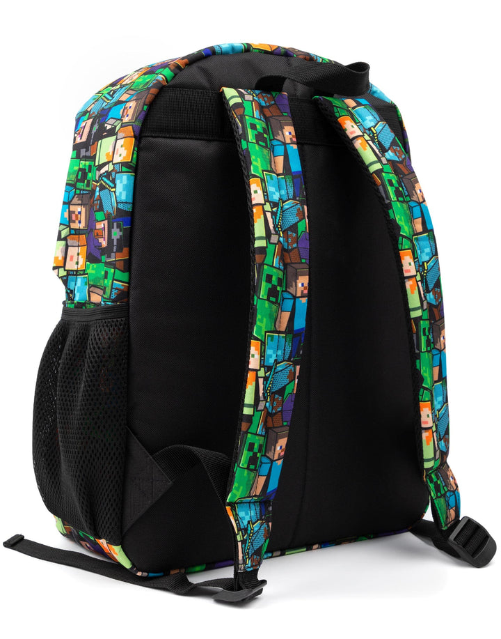 Gamer Black School Backpack with Green Creeper