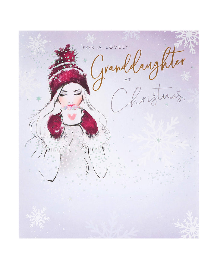 Cozy Girl Christmas Card for Granddaughter