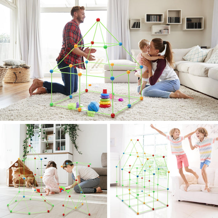 Kids Fort Building Kits, 175 Piece Construction Toys for Kids 5+, Den Building Kit DIY Play Tent Indoor & Outdoor, Build your Own Den, STEM Building Toys, Creative Fort, Secret Base, Play House Toy