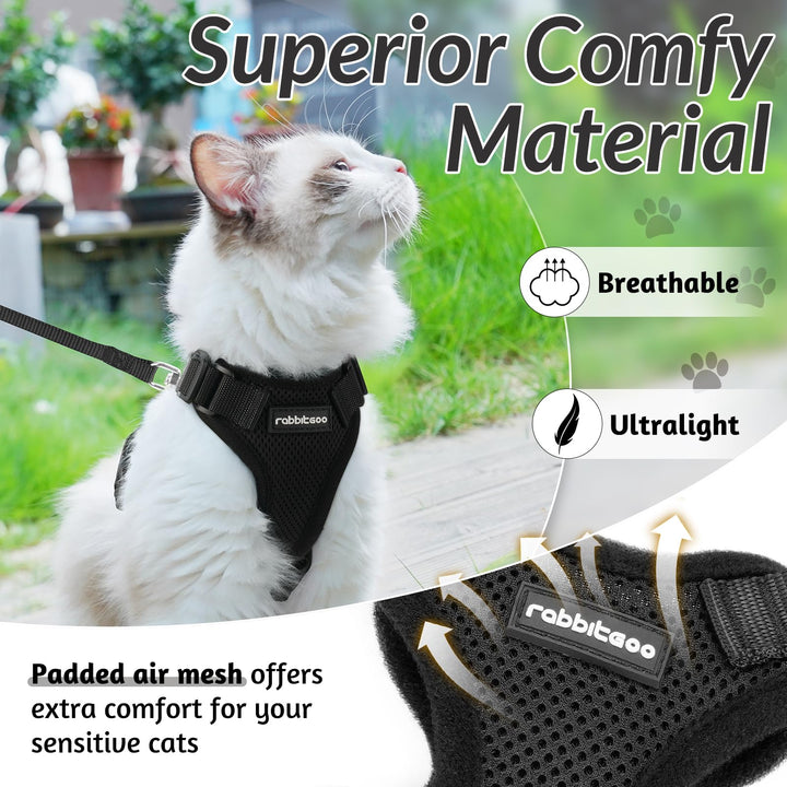 rabbitgoo Escape-Proof Cat Kitten Harness with Leash Set for Walking, Kitty Small Dog Harness with Leash Adjustable Reflective Strips