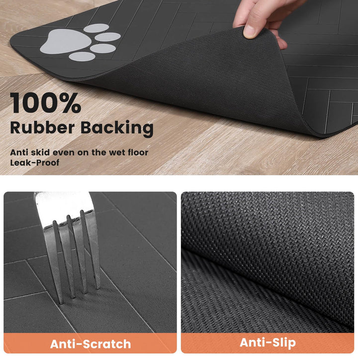 Pet Feeding Mat-Absorbent Pet Placemat for Food and Water Bowl, with Waterproof Rubber Backing, Quick Dry Water Dispenser Mat for Dog and Cat,17"x27"