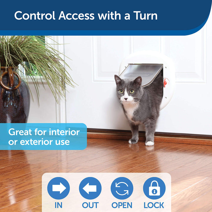 PetSafe Exterior / Interior Cat Door: Staywell Big Cat 4-Way Locking Pet Door Flap for Large Cats - Tinted Privacy Door - Weatherproof, Durable Door Frame - DIY Easy Install with Hardware Kit Included