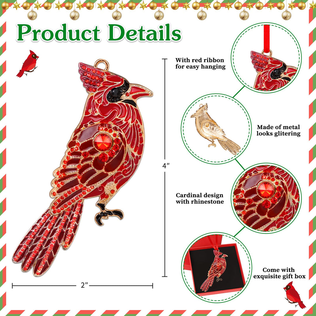 Red Cardinal Christmas Ornaments - Metal Hanging Decor