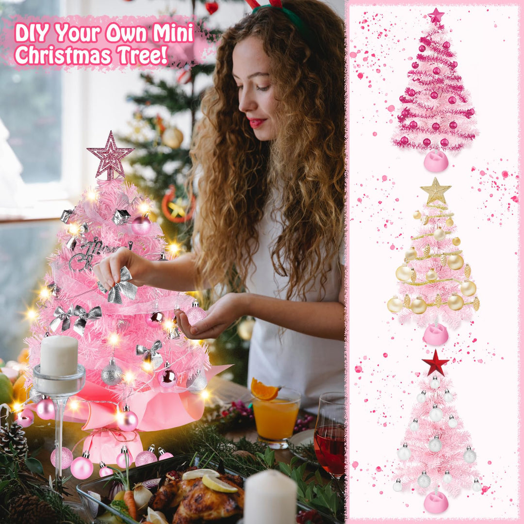 24" Pink Mini Christmas Tree