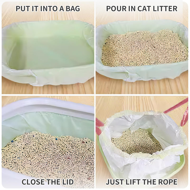 Cat Litter Tray Liners, 30Pcs Heavy Duty Liner Bags with Drawstring, Cat Litter Bags, Scratch Resistant and Leak Proof, Suitable for Medium Pet Cat Litter Liners (79x45cm)