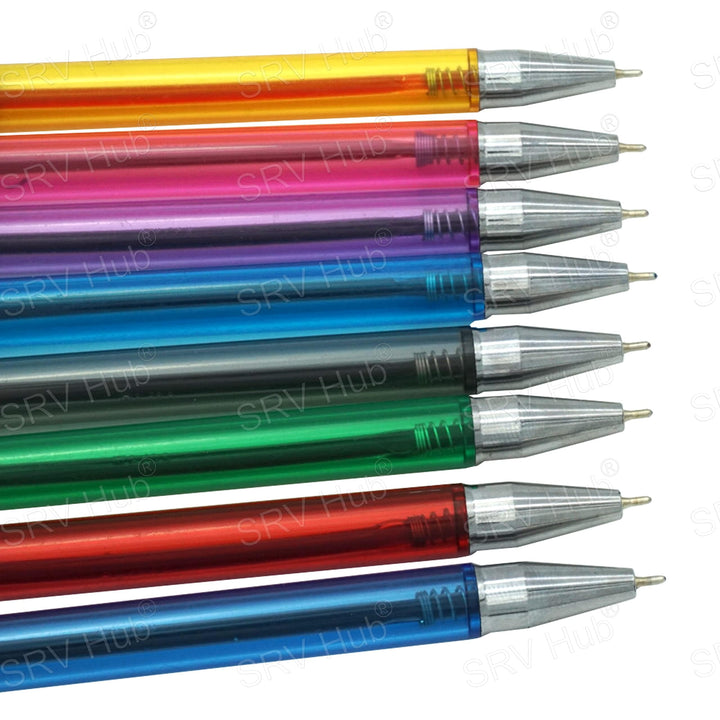 8x Ballpoint Pens, Soft Grip Push Top Jet Pens – Coloured Ink Handwriting Pens for Back to School, Stationary Supplies and University Essentials