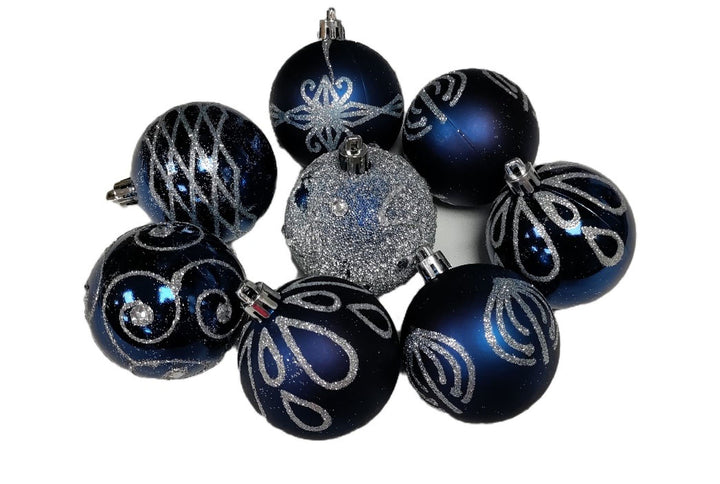 Midnight Blue Plastic Christmas Baubles
