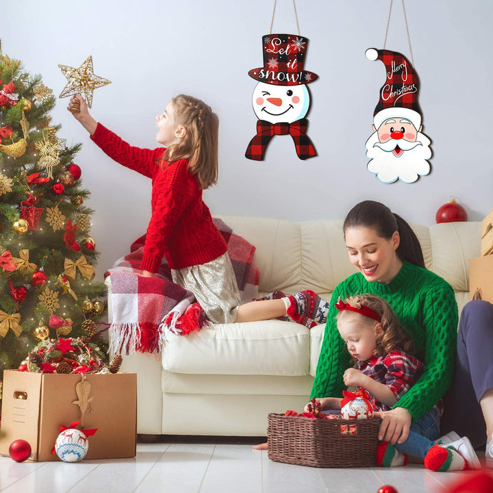 Santa Claus & Snowman Wooden Door Signs