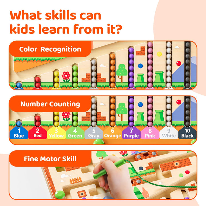 HuaaxtLang Magnetic Color and Number Maze, Montessori Toys for 2 3 4 5 Year Old Boys Girls, Fine Motor Skills Toys for Toddlers, Color Sorting Board, Preschool Learning Resources