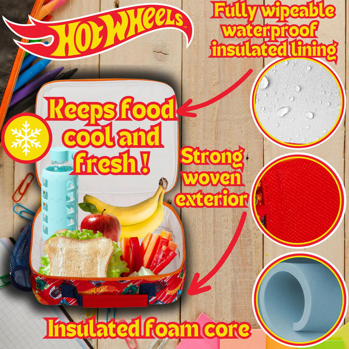 Kids Cars Insulated Lunch Bag with Drink Holder