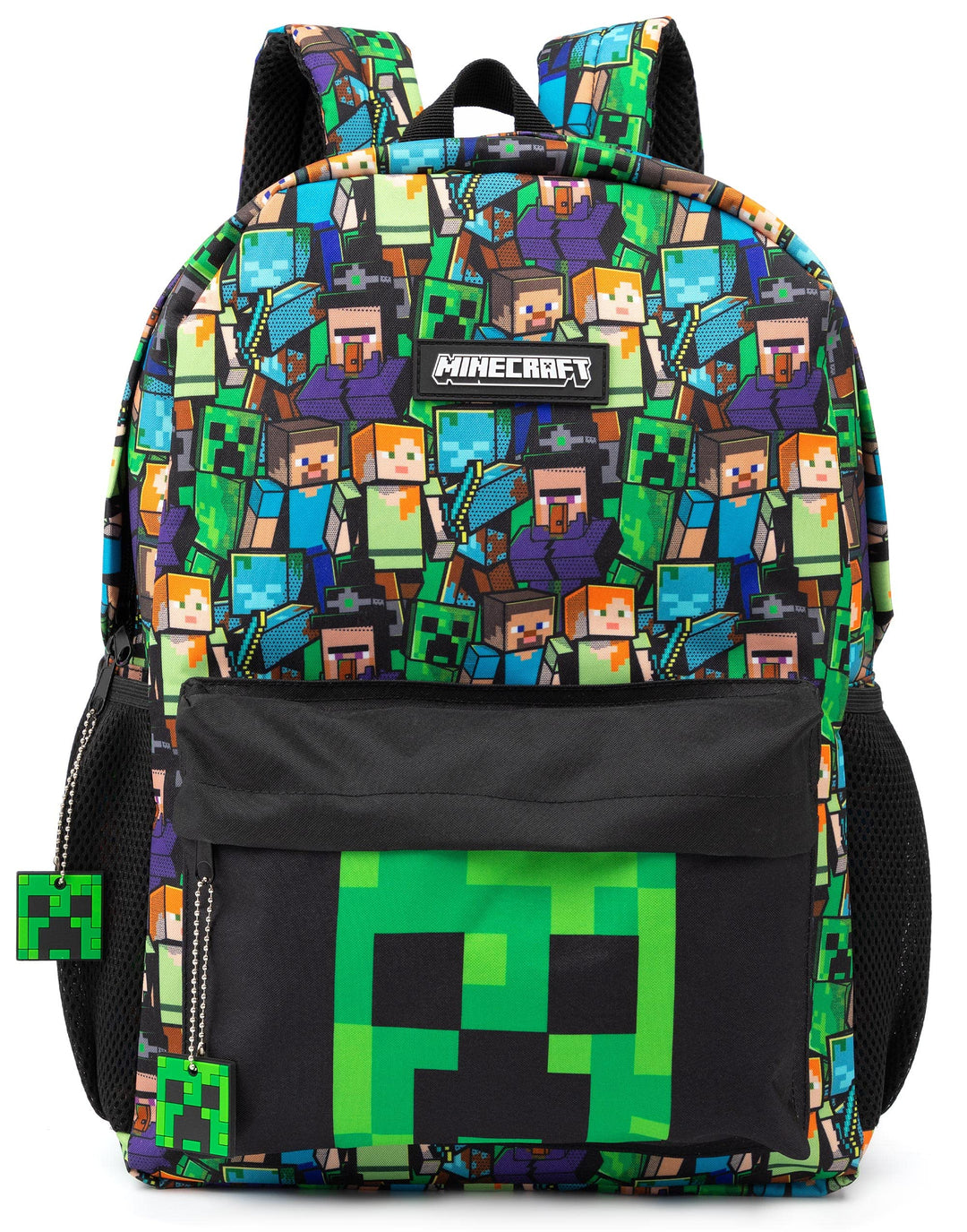 Gamer Black School Backpack with Green Creeper