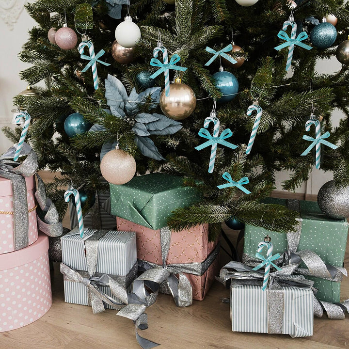 Ice Blue Candy Cane Christmas Ornaments