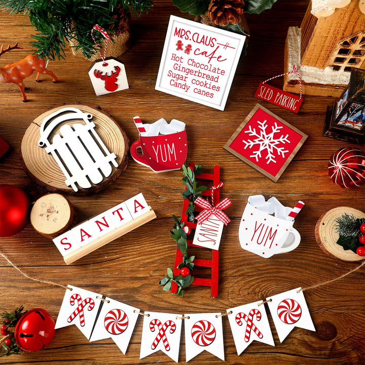 15 Pcs Christmas Tiered Tray Decor