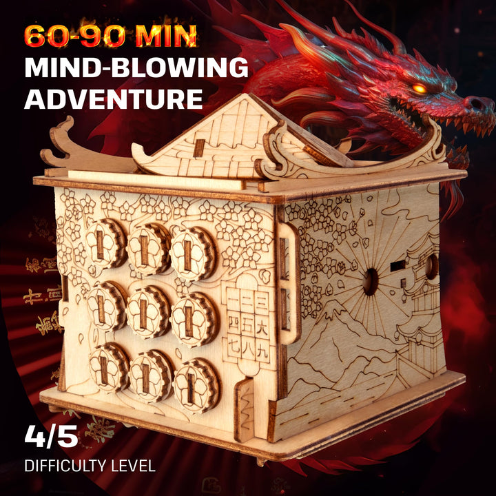 ESC WELT House of Dragon Puzzles Box - 3D Escape Game Money Box - Brain Teaser Puzzles for Adults & Teens - Wooden Escape Room Game - Mind Puzzle Games with Hidden Compartment - Family Games Puzzle
