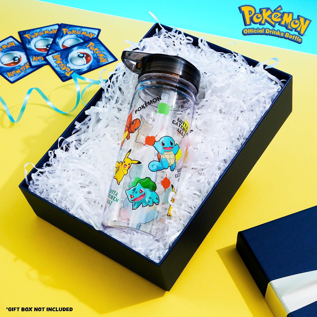 Pokemon Water Bottle for Kids with Straw, 580ml Plastic Reusable Drink Bottle