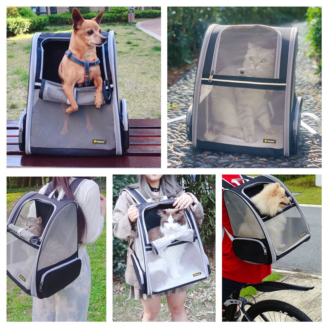 Texsens Innovative Traveler Bubble Backpack Pet Carriers for Cats and Dogs (Grey)