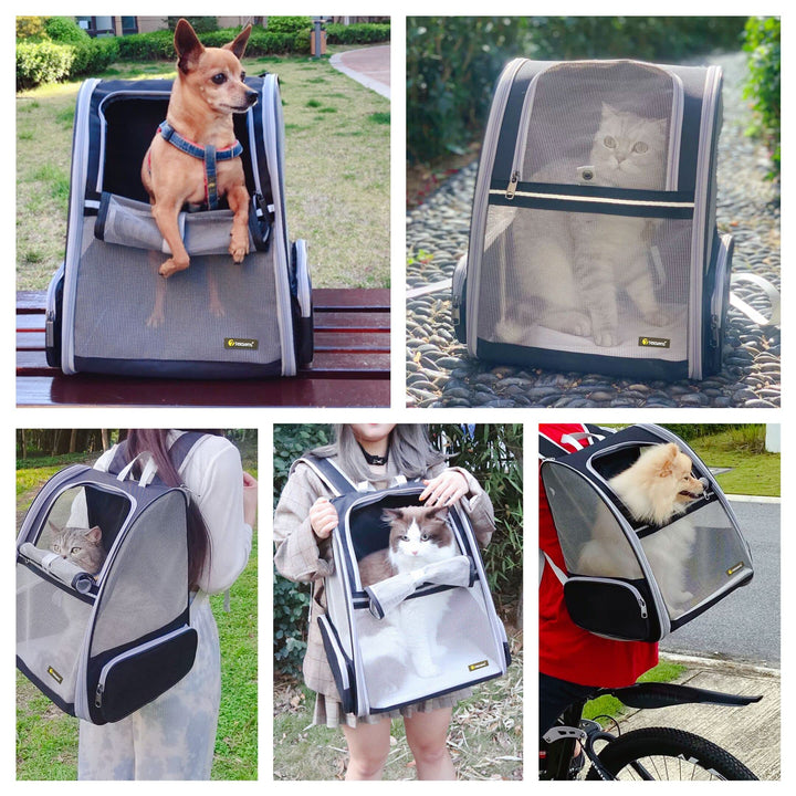 Texsens Innovative Traveler Bubble Backpack Pet Carriers for Cats and Dogs (Grey)