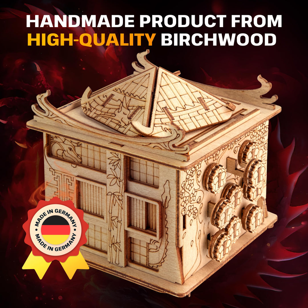 ESC WELT House of Dragon Puzzles Box - 3D Escape Game Money Box - Brain Teaser Puzzles for Adults & Teens - Wooden Escape Room Game - Mind Puzzle Games with Hidden Compartment - Family Games Puzzle