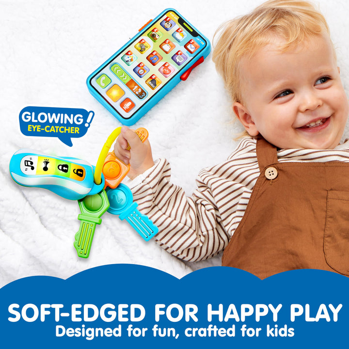 JOYIN Baby Musical Toy Phone and Car Keys Teether Set, 60+ Music and Learning Phrases, Baby Learning Toys 6-12 Months, Toddler Birthday Gifts for 1 2 3+ Year Old Girs Boy Toys