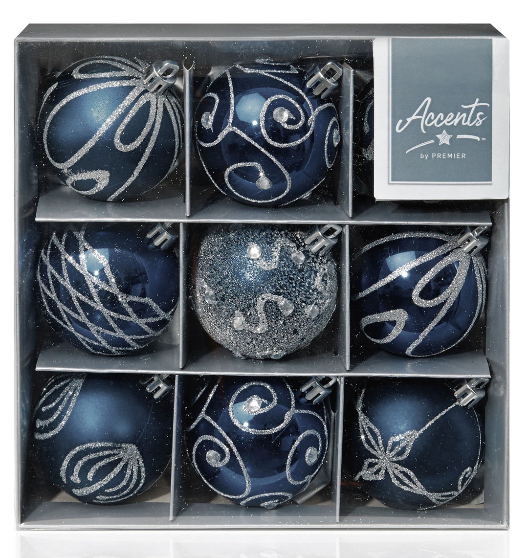 Midnight Blue Plastic Christmas Baubles