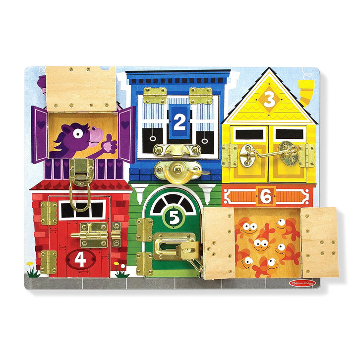 Melissa & Doug Wooden Latches Board  Problem Solving | 3+ | Gift for Boy or Girl