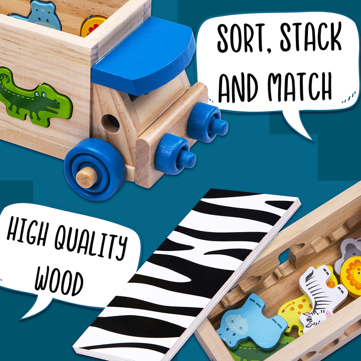 Wooden Safari Shape Sorter for 1-3 Year Olds
