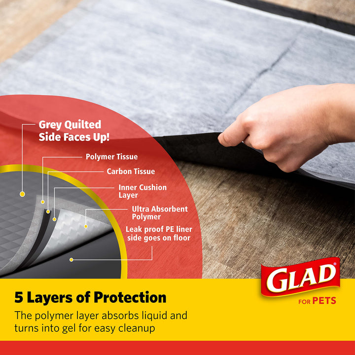 Glad for Pets Black Charcoal Puppy Pads | Puppy Potty Training Pads That ABSORB & NEUTRALIZE Urine Instantly
