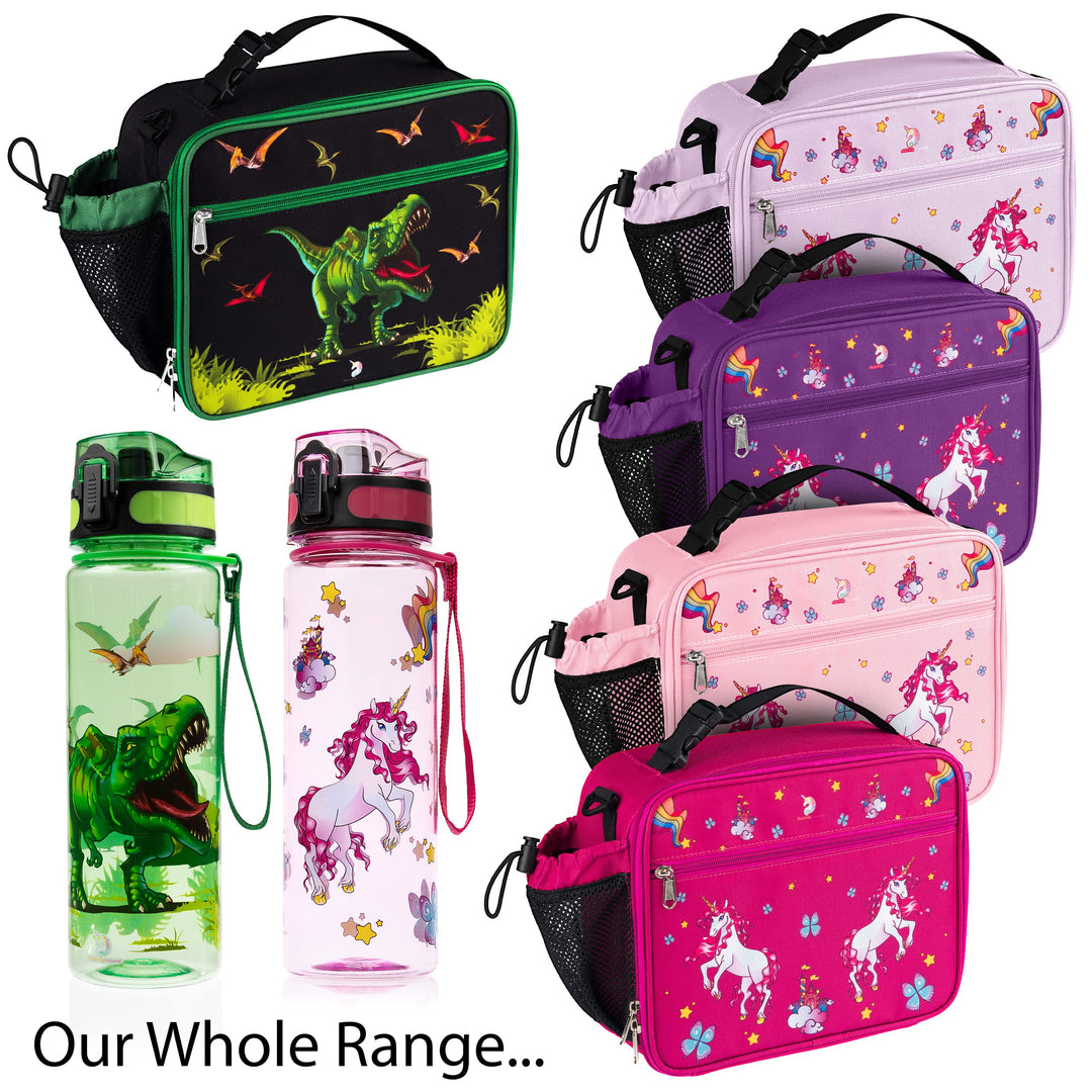 HeavenlyUnicorns Kids Dinosaur Water Bottle, 500ml BPA Free Tritan, LEAKPROOF, SHATTERPROOF Reusable Drinking Bottle, Recyclable Plastic - Ideal For School Nursery Sports Picnic