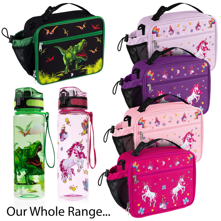 HeavenlyUnicorns Kids Dinosaur Water Bottle, 500ml BPA Free Tritan, LEAKPROOF, SHATTERPROOF Reusable Drinking Bottle, Recyclable Plastic - Ideal For School Nursery Sports Picnic