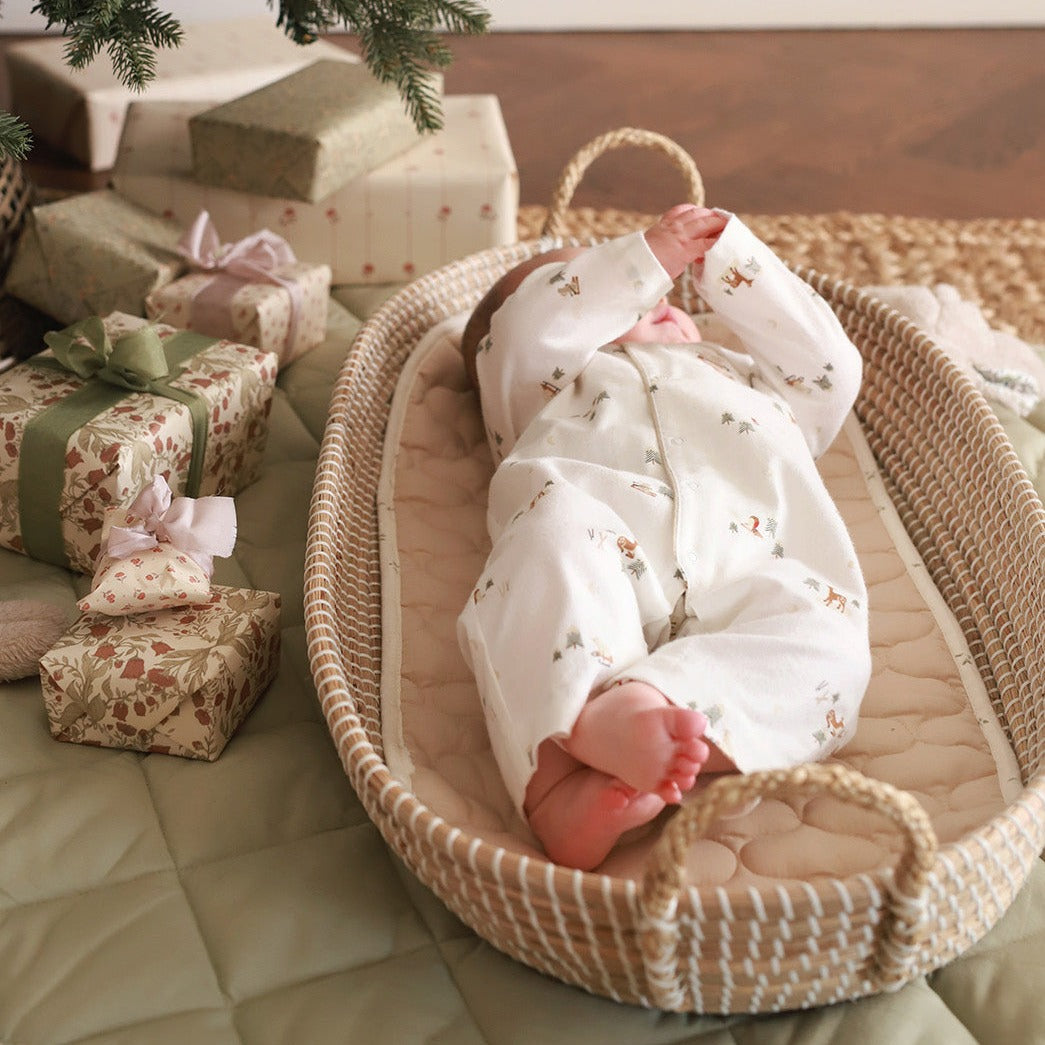 Christmas Baby Flannel Sleepsuit - Winter Ski