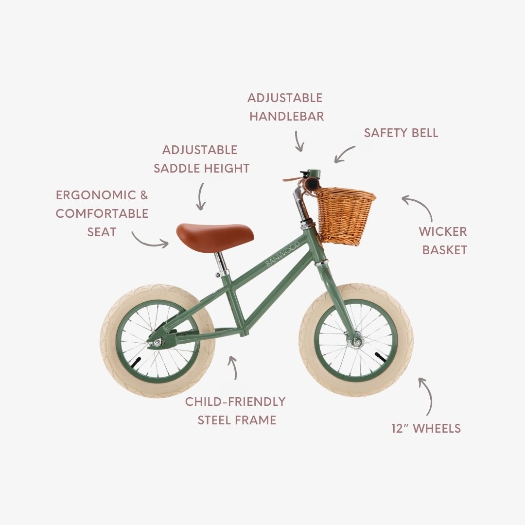 Banwood Balance Bike – Kids First Bike 12” (Forest Green)