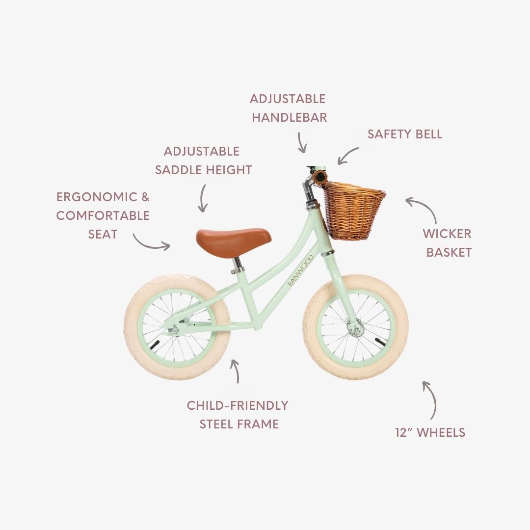 Banwood Balance Bike – Kids First Bike 12” (Pale Mint)