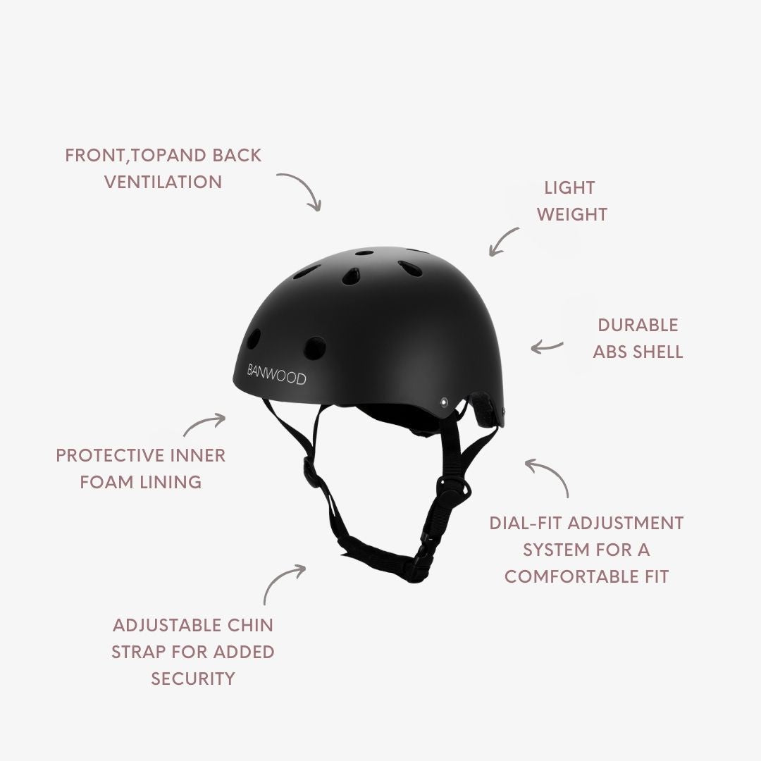 Banwood Classic – Kids Bike & Scooter Helmet (Matte Black)