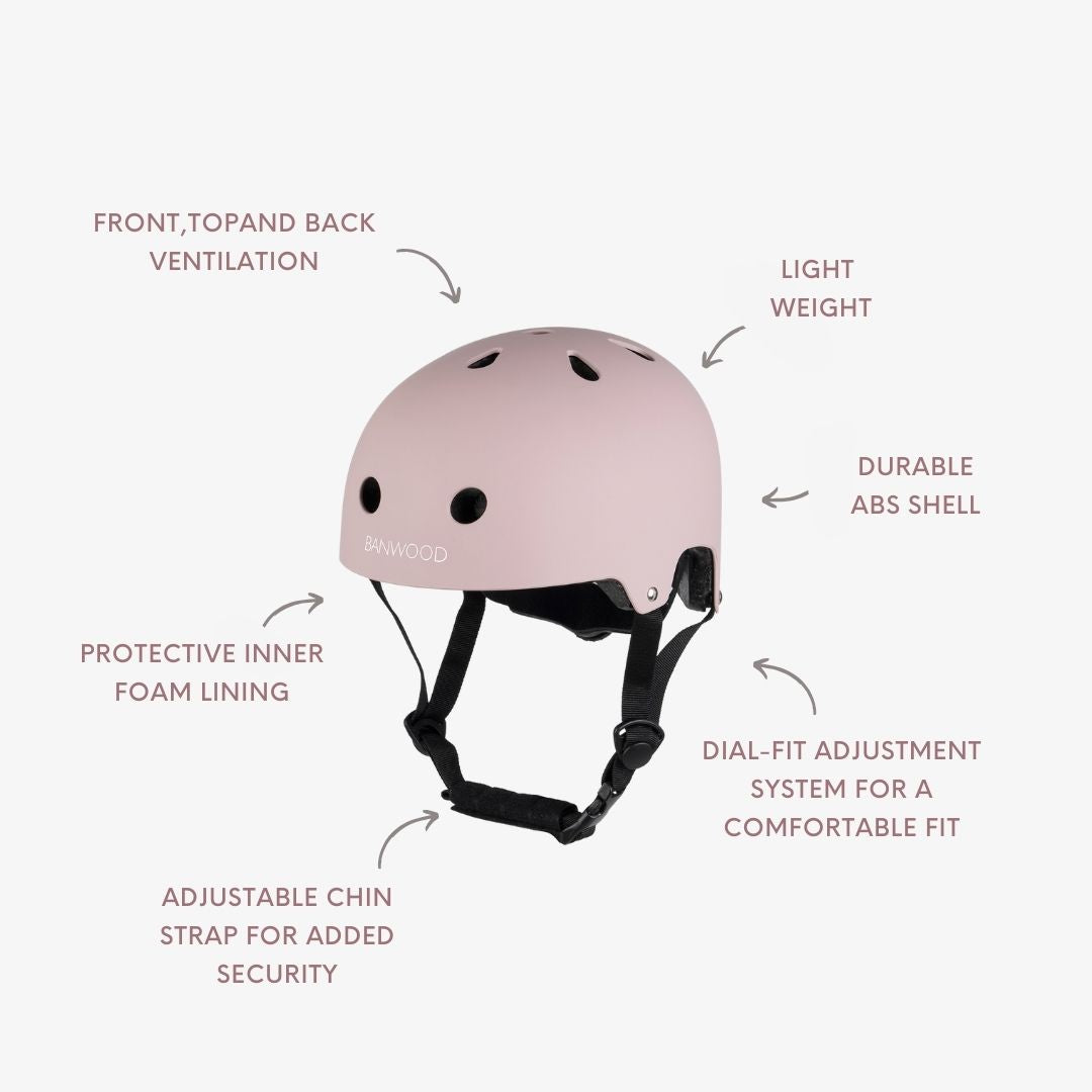 Banwood Classic – Kids Bike & Scooter Helmet (Matte Dusty Pink)