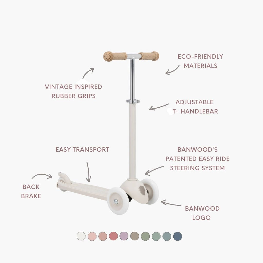 Banwood Eco Scooter Kids 3-Wheel Scooter (Ivory)