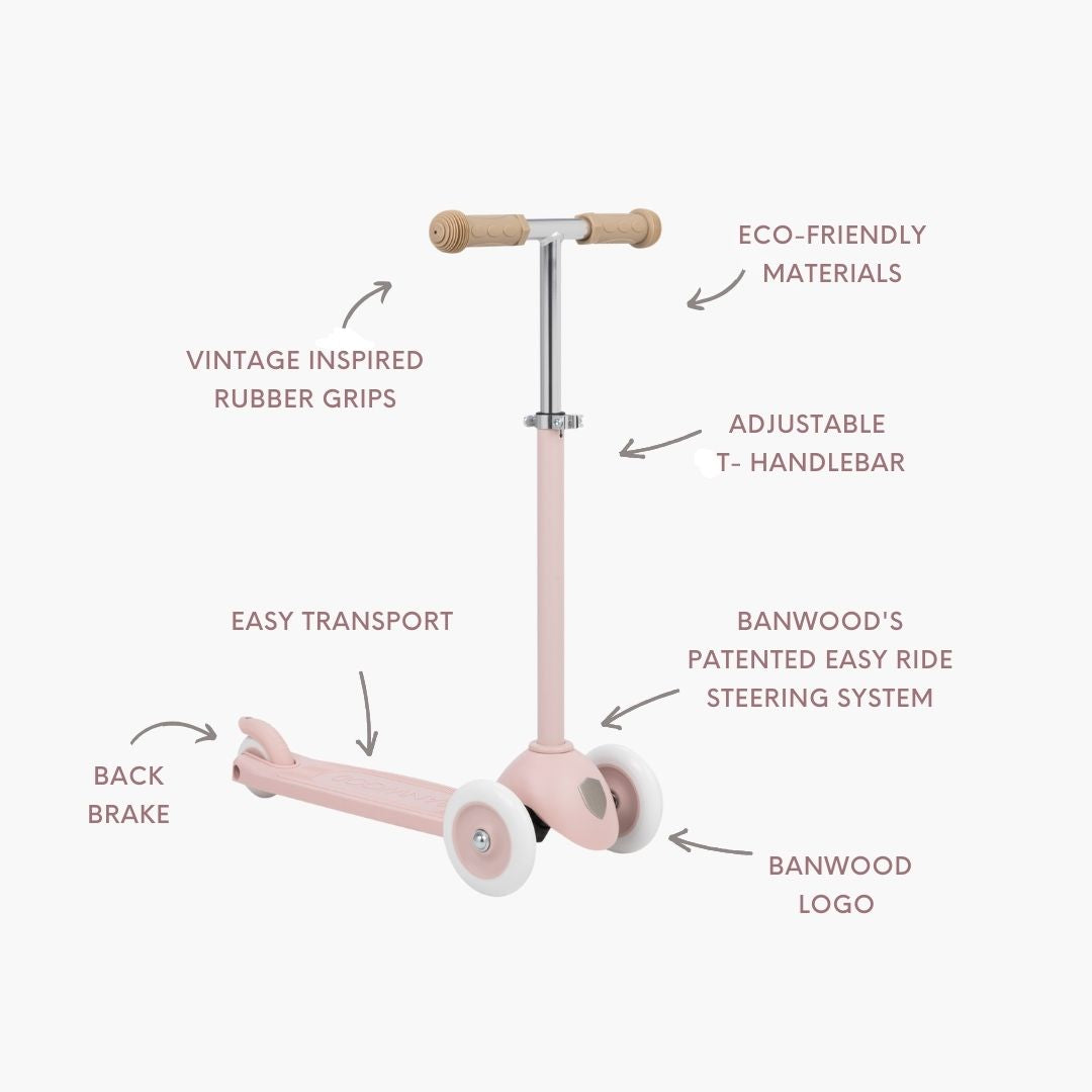 Banwood Eco Scooter Kids 3-Wheel Scooter (Faded Pink)