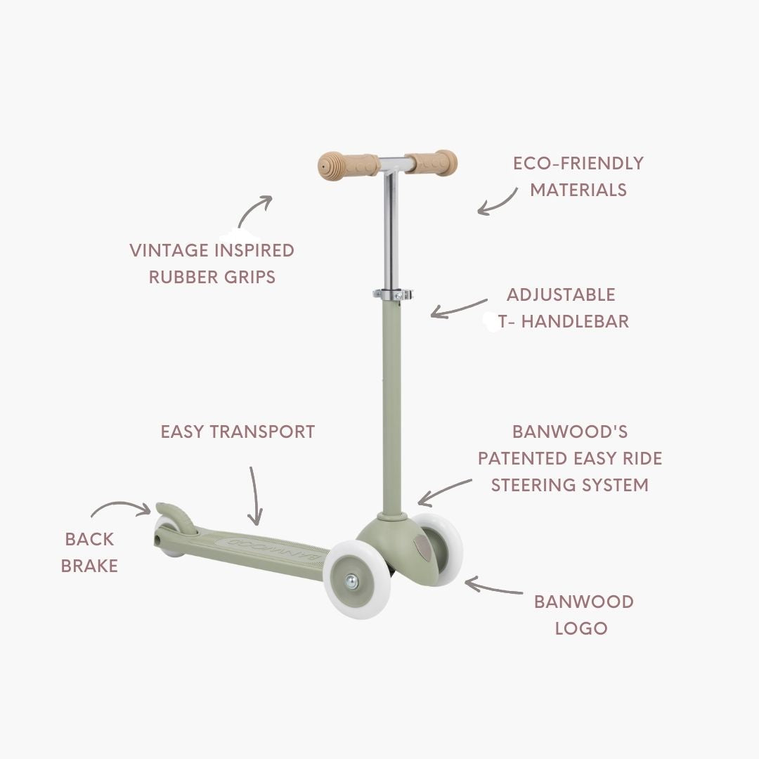 Banwood Eco Scooter Kids 3-Wheel Scooter (Olive)