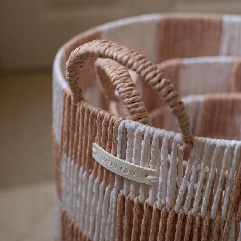 Checkerboard Storage Basket Large - Nude