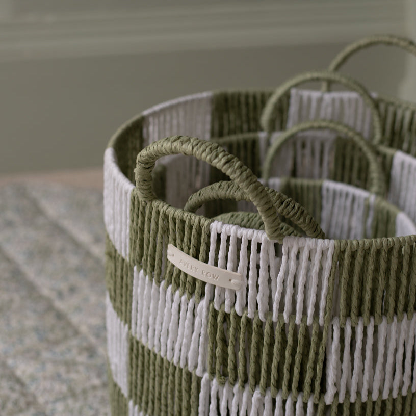 Checkerboard Storage Basket Small - Sage