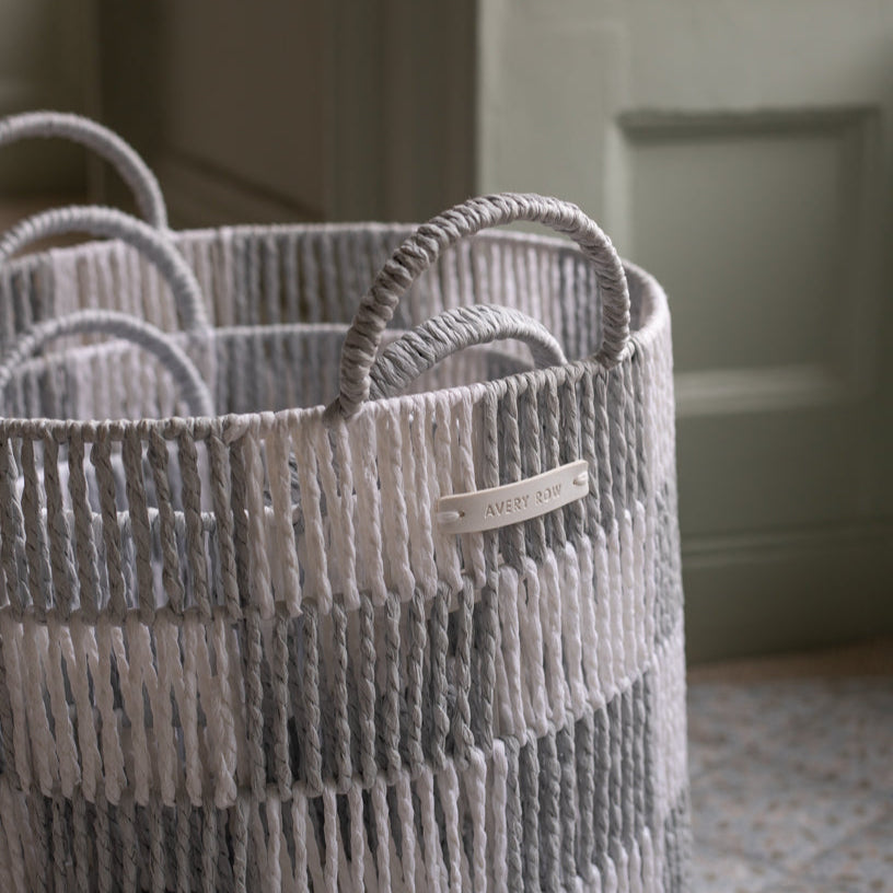 Checkerboard Storage Basket Medium - Powder Blue