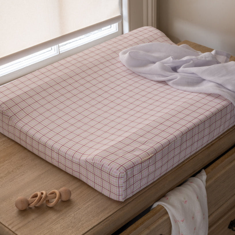 Baby Changing Mat - Pink Check