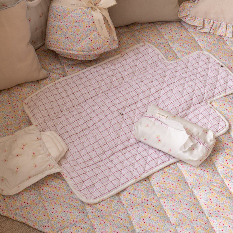 Cotton Travel Baby Changing Mat - Anemone
